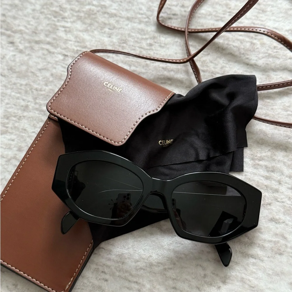 Celine Black Sunglasses with Brown Case - Picture 1 of 7